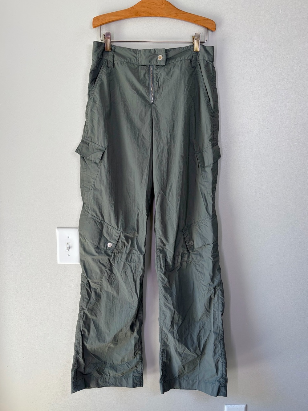 Oak + Fort Army Green Nylon Cargo Pants